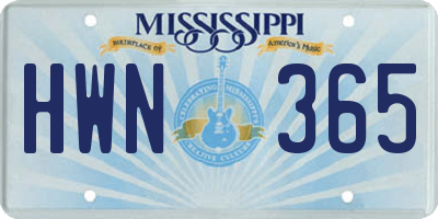MS license plate HWN365