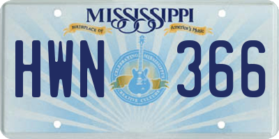 MS license plate HWN366