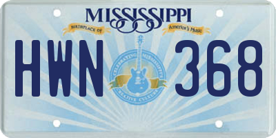 MS license plate HWN368