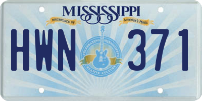 MS license plate HWN371