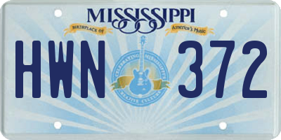 MS license plate HWN372