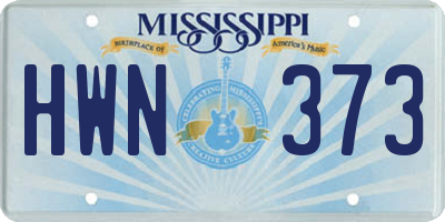 MS license plate HWN373