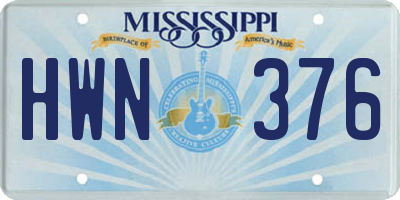 MS license plate HWN376