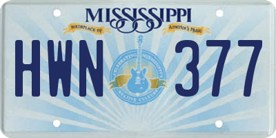 MS license plate HWN377