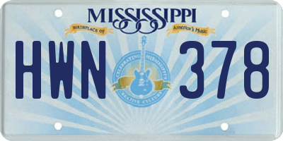 MS license plate HWN378