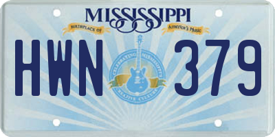 MS license plate HWN379