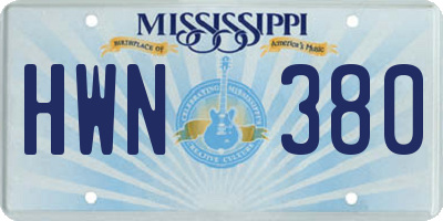 MS license plate HWN380