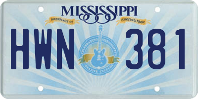 MS license plate HWN381