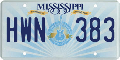 MS license plate HWN383