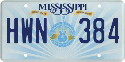 MS license plate HWN384
