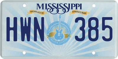 MS license plate HWN385
