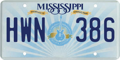 MS license plate HWN386
