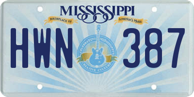 MS license plate HWN387