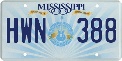 MS license plate HWN388