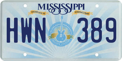 MS license plate HWN389