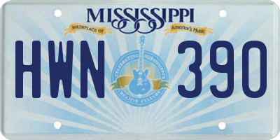 MS license plate HWN390