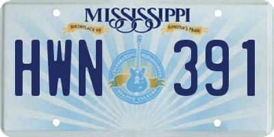 MS license plate HWN391