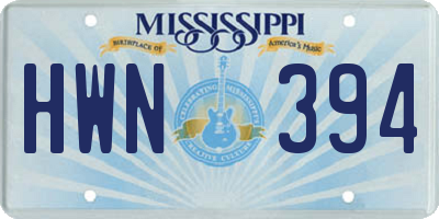 MS license plate HWN394