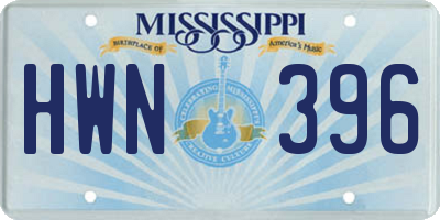 MS license plate HWN396