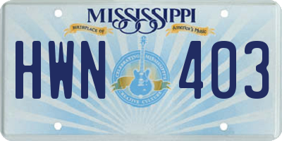 MS license plate HWN403
