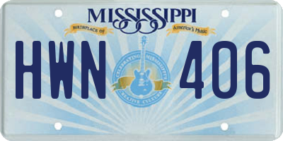 MS license plate HWN406