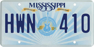 MS license plate HWN410