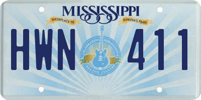 MS license plate HWN411