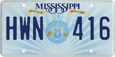 MS license plate HWN416