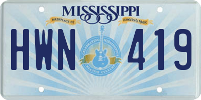 MS license plate HWN419