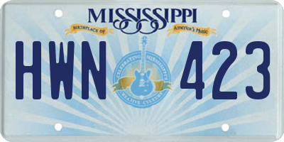 MS license plate HWN423