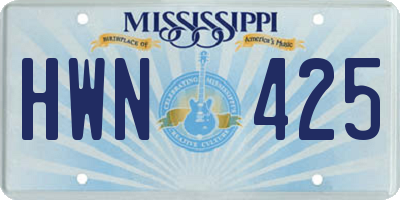 MS license plate HWN425