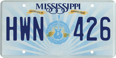 MS license plate HWN426