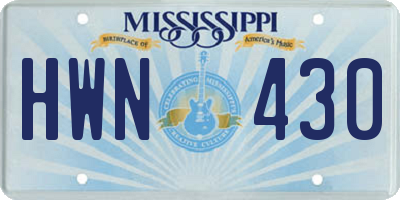 MS license plate HWN430