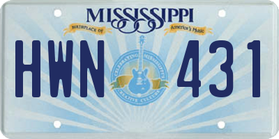 MS license plate HWN431