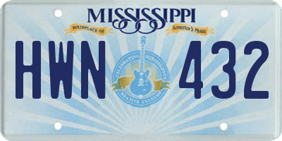 MS license plate HWN432