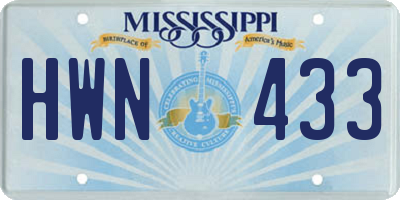 MS license plate HWN433