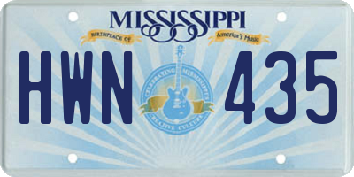 MS license plate HWN435