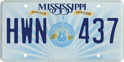 MS license plate HWN437