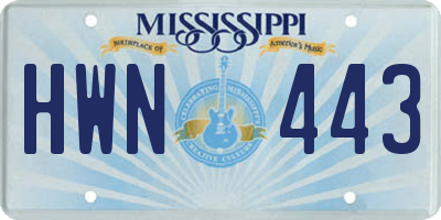 MS license plate HWN443