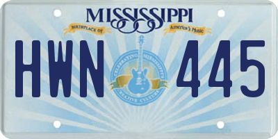 MS license plate HWN445