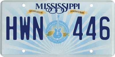 MS license plate HWN446