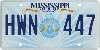 MS license plate HWN447