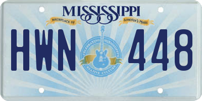 MS license plate HWN448
