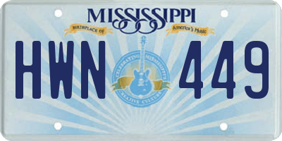 MS license plate HWN449