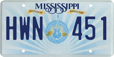 MS license plate HWN451