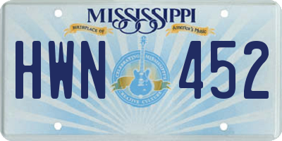 MS license plate HWN452