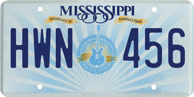 MS license plate HWN456