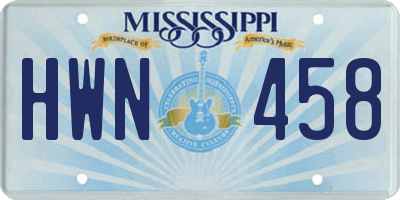 MS license plate HWN458