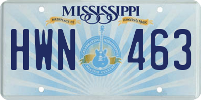 MS license plate HWN463