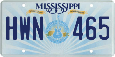 MS license plate HWN465
